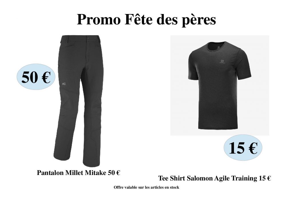Promo Fête des pères Pantalon Millet 50 € Tee shirt Salomon 15 € #corse #corsica #alti.monti #ajaccio #salomon #running #millet #promo #promotions #trailrunning #trailrunner #montagne #rando #randonnées #isula #muntagnecorse #fetedesperes